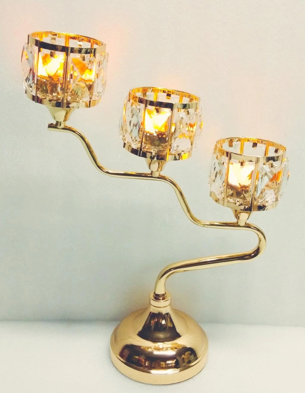 Metal Candle Abra Rec Glass Step x3 35x14x45 cm